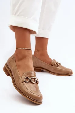 Clearance Skórzane Damskie Lakierowane Mokasyny 2760 Brązowe Damskie Loafersy Damskie|Mokasyny Płaskie