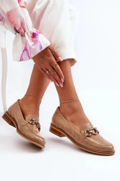 Clearance Skórzane Damskie Lakierowane Mokasyny 2760 Brązowe Damskie Loafersy Damskie|Mokasyny Płaskie