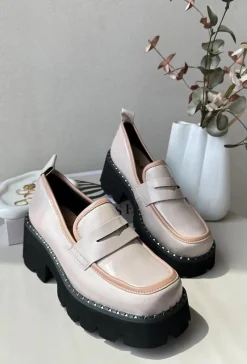 Best Damskie buty S.Barski Skórzane Damskie Mokasyny D&A MR870-32 Beżowe Beżowy