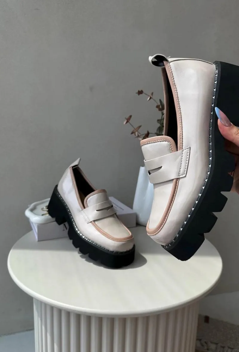 Best Damskie buty S.Barski Skórzane Damskie Mokasyny D&A MR870-32 Beżowe Beżowy