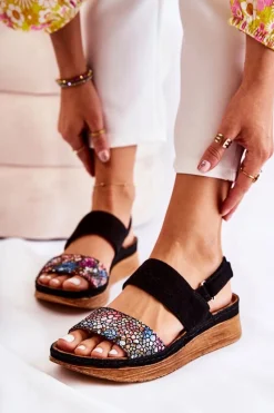 Hot Maciejka Skórzane Damskie Sandały 04142-20 Czarne