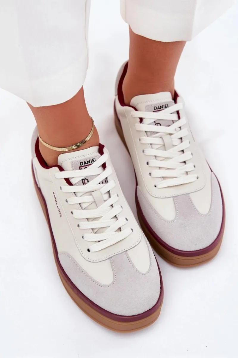 Buty Sportowe Na Platformie|Sneakersy Damskie>Daniel Lopez Just Dare Skórzane Damskie Sneakersy SS2D4008 Biało-Szare