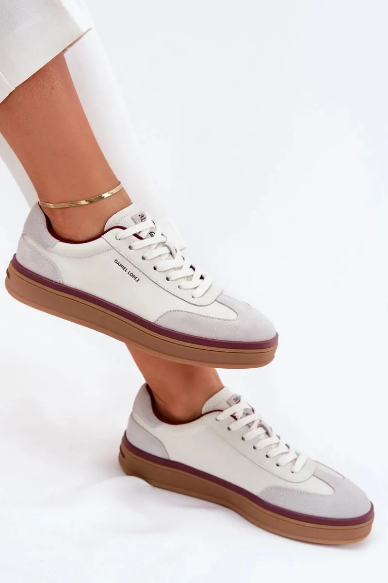 Buty Sportowe Na Platformie|Sneakersy Damskie>Daniel Lopez Just Dare Skórzane Damskie Sneakersy SS2D4008 Biało-Szare