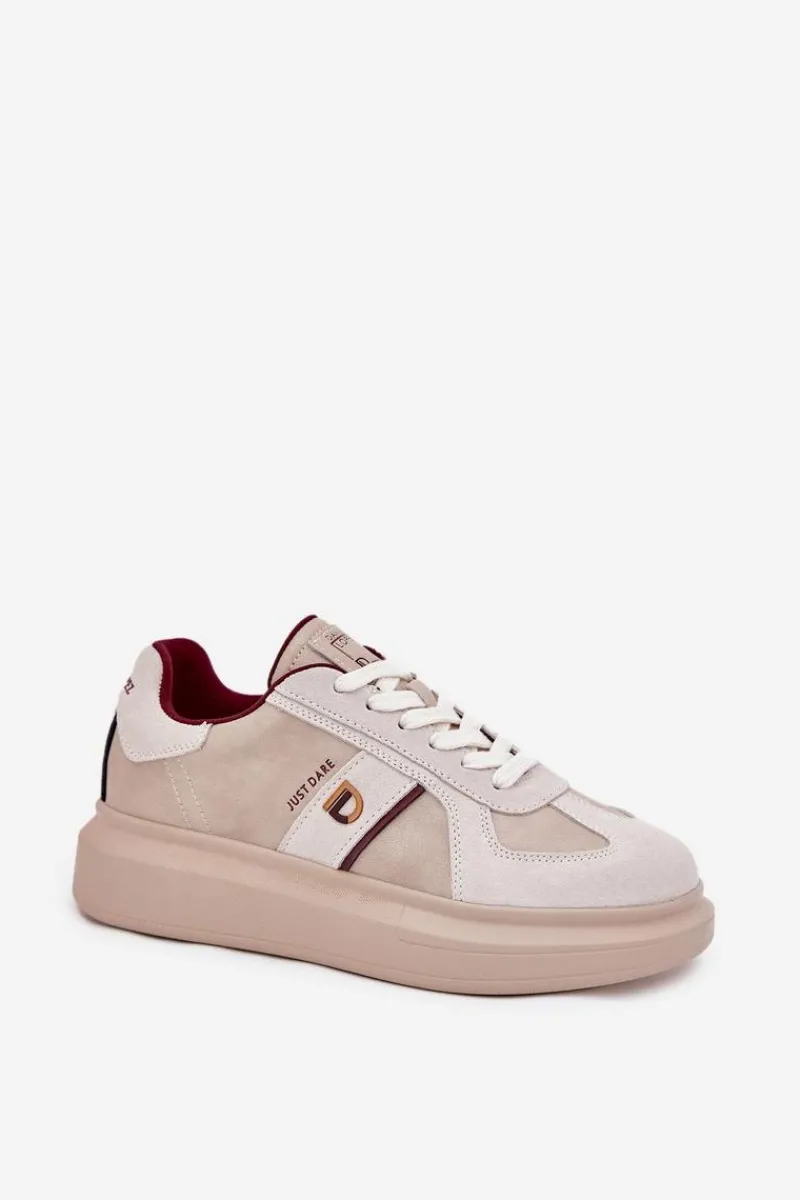 Buty Sportowe Na Platformie|Sneakersy Damskie>Daniel Lopez Just Dare Skórzane Damskie Sneakersy Na Platformie SS2D4003 Beżowe Beżowy