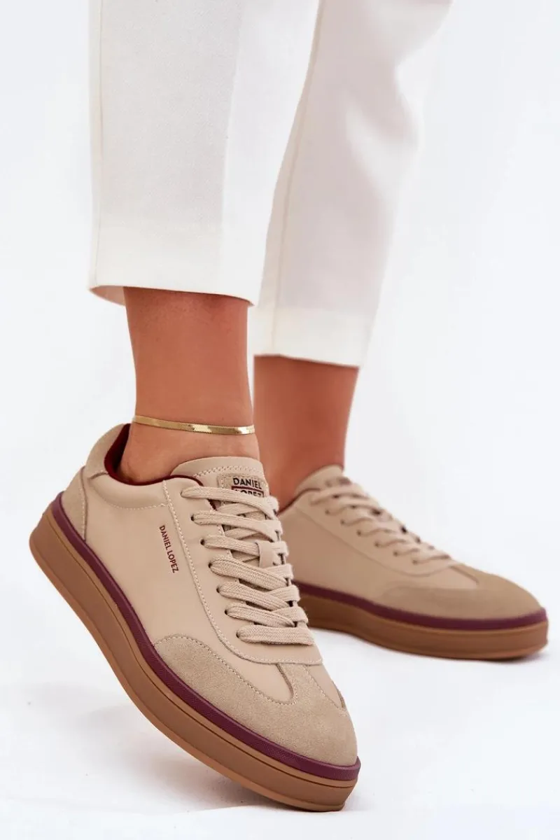 Buty Sportowe Na Platformie|Sneakersy Damskie>Daniel Lopez Just Dare Skórzane Damskie Sneakersy SS2D4007 Beżowe