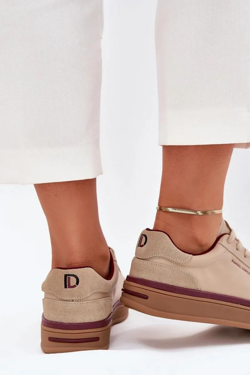 Buty Sportowe Na Platformie|Sneakersy Damskie>Daniel Lopez Just Dare Skórzane Damskie Sneakersy SS2D4007 Beżowe