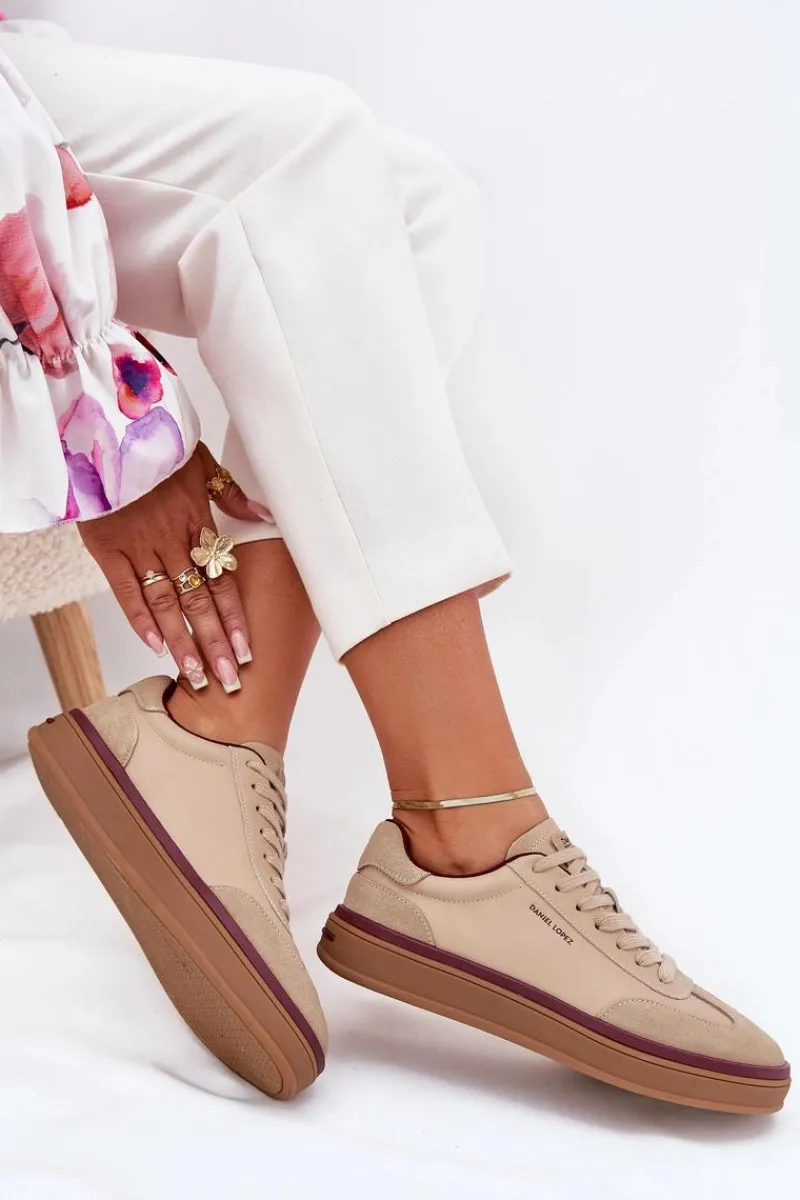 Buty Sportowe Na Platformie|Sneakersy Damskie>Daniel Lopez Just Dare Skórzane Damskie Sneakersy SS2D4007 Beżowe