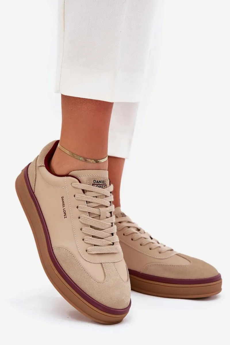 Buty Sportowe Na Platformie|Sneakersy Damskie>Daniel Lopez Just Dare Skórzane Damskie Sneakersy SS2D4007 Beżowe