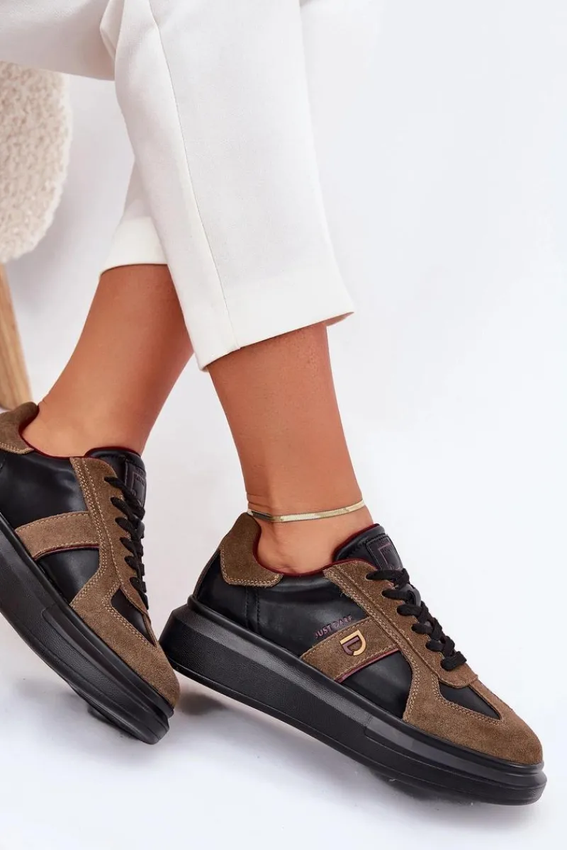 Buty Sportowe Na Platformie|Sneakersy Damskie>Daniel Lopez Just Dare Skórzane Damskie Sneakersy Na Platformie SS2D4001 Czarne Czarny