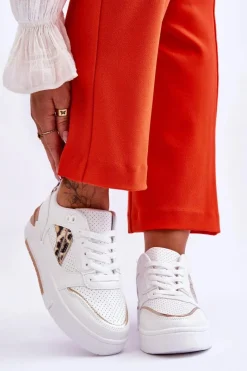 Online Boto Skórzane Damskie Sportowe Buty W Cętki Białe Nancey