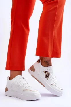 Online Boto Skórzane Damskie Sportowe Buty W Cętki Białe Nancey