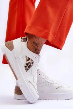 Online Boto Skórzane Damskie Sportowe Buty W Cętki Białe Nancey