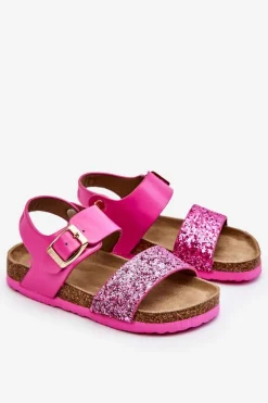 New Big Star Shoes Skórzane Dziecięce Sandałki Big Star LL374135 Różowe