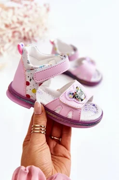 Sale Boto Skórzane Dziecięce Sandały Fioletowe Dotty