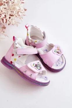 Sale Boto Skórzane Dziecięce Sandały Fioletowe Dotty