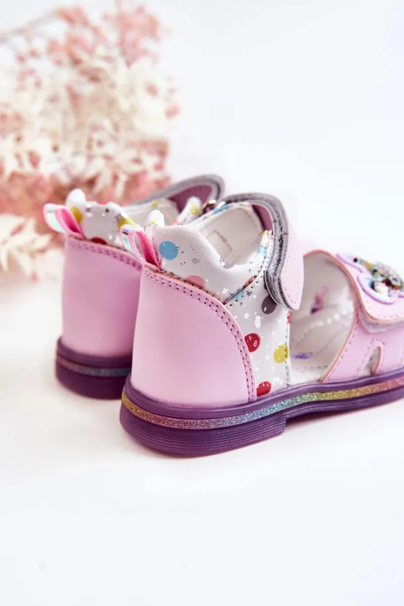 Sale Boto Skórzane Dziecięce Sandały Fioletowe Dotty