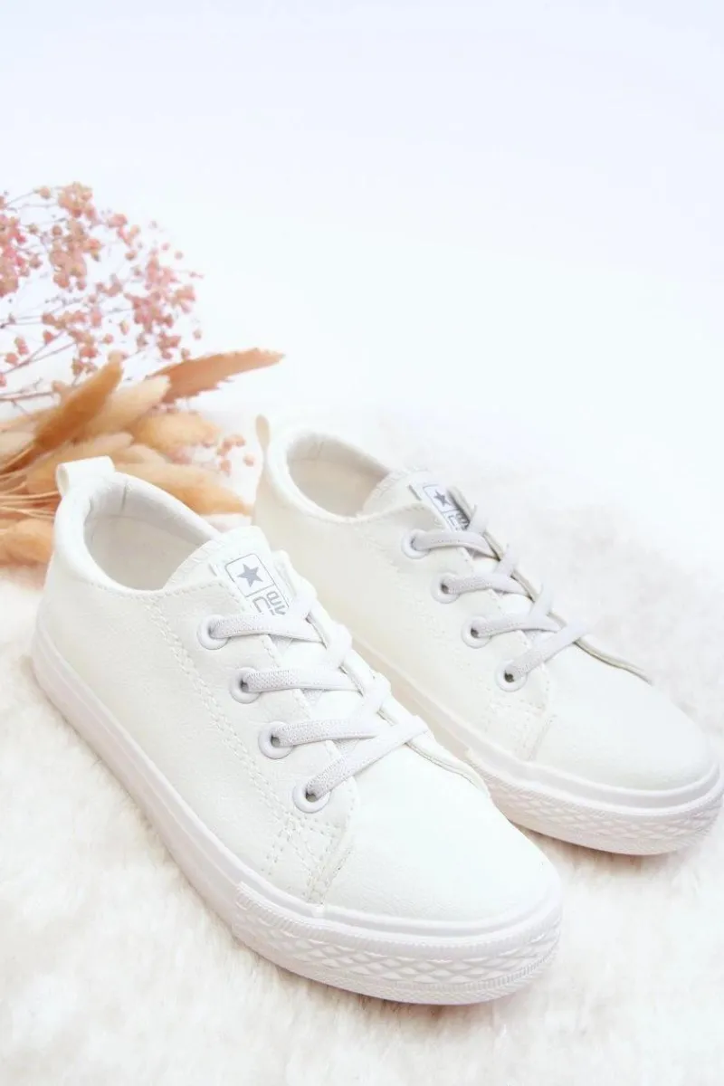 Discount Skórzane Dziecięce Trampki Białe Poliana Dzieci Chłopięce|Dziewczęce