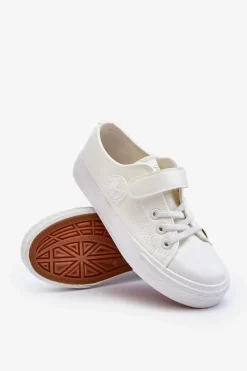 Clearance Evento Skórzane Dziecięce Trampki Na Rzep Białe Delmara