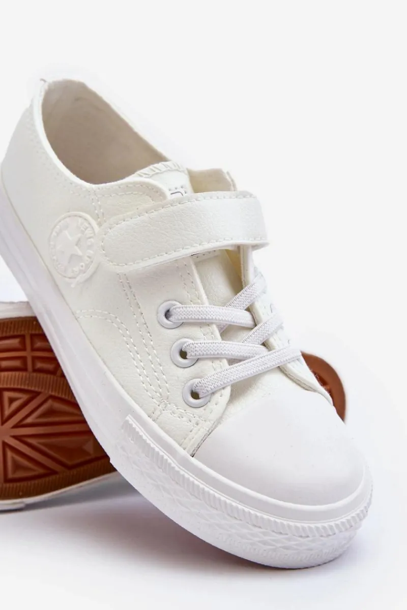 Clearance Evento Skórzane Dziecięce Trampki Na Rzep Białe Delmara