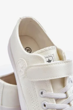 Clearance Evento Skórzane Dziecięce Trampki Na Rzep Białe Delmara