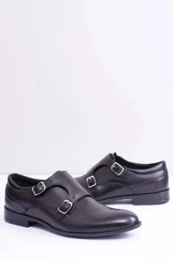 Półbuty Eleganckie>Boto Skórzane Eleganckie Męskie Półbuty Monk Czarne