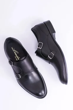 Półbuty Eleganckie></noscript>Boto Skórzane Eleganckie Męskie Półbuty Monk Czarne