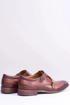 Clearance Boto Skórzane Eleganckie Męskie Półbuty Monk Brązowe