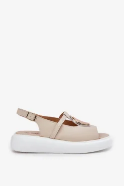 Online Damskie buty S.Barski Skórzane Eleganckie Sandały Damskie S.Barski GR51-603 Beżowe