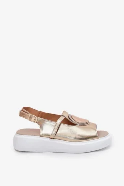 Outlet Damskie buty S.Barski Skórzane Eleganckie Sandały Damskie S.Barski GR51-603 Złote