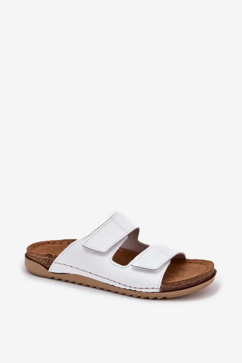 Klapki Na Platformie|Klapki Damskie Klasyczne>INBLU Skórzane Klapki Damskie AA0005GU Białe Biały