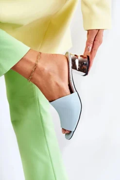 Best Skórzane Klapki Damskie Na Obcasie Niebieskie Perry Damskie Klapki Na Obcasie|Klapki Damskie Klasyczne