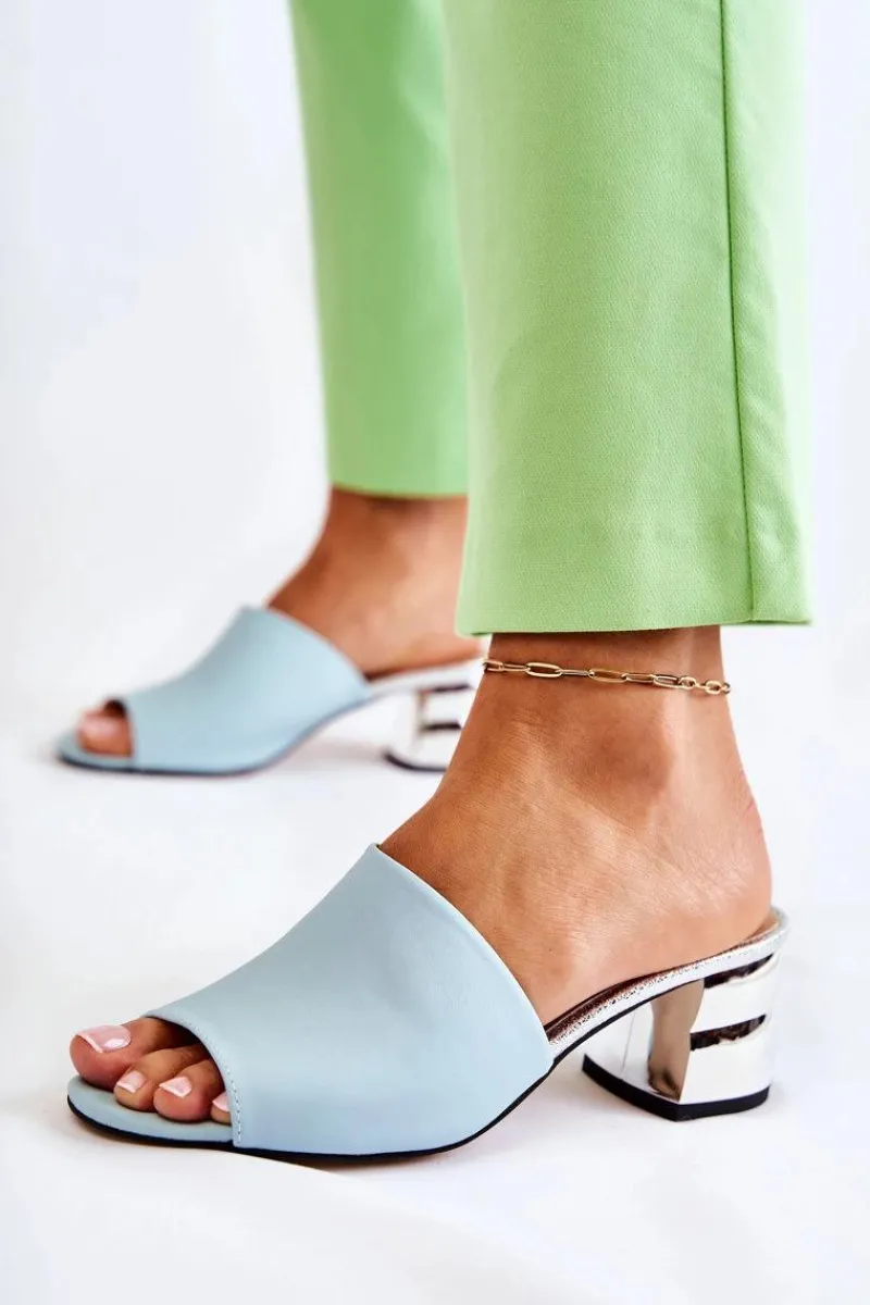 Best Skórzane Klapki Damskie Na Obcasie Niebieskie Perry Damskie Klapki Na Obcasie|Klapki Damskie Klasyczne