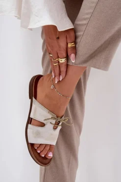 Clearance Skórzane Klapki Damskie Na Płaskim Obcasie 3022 Przecierany Damskie Klapki Damskie Klasyczne