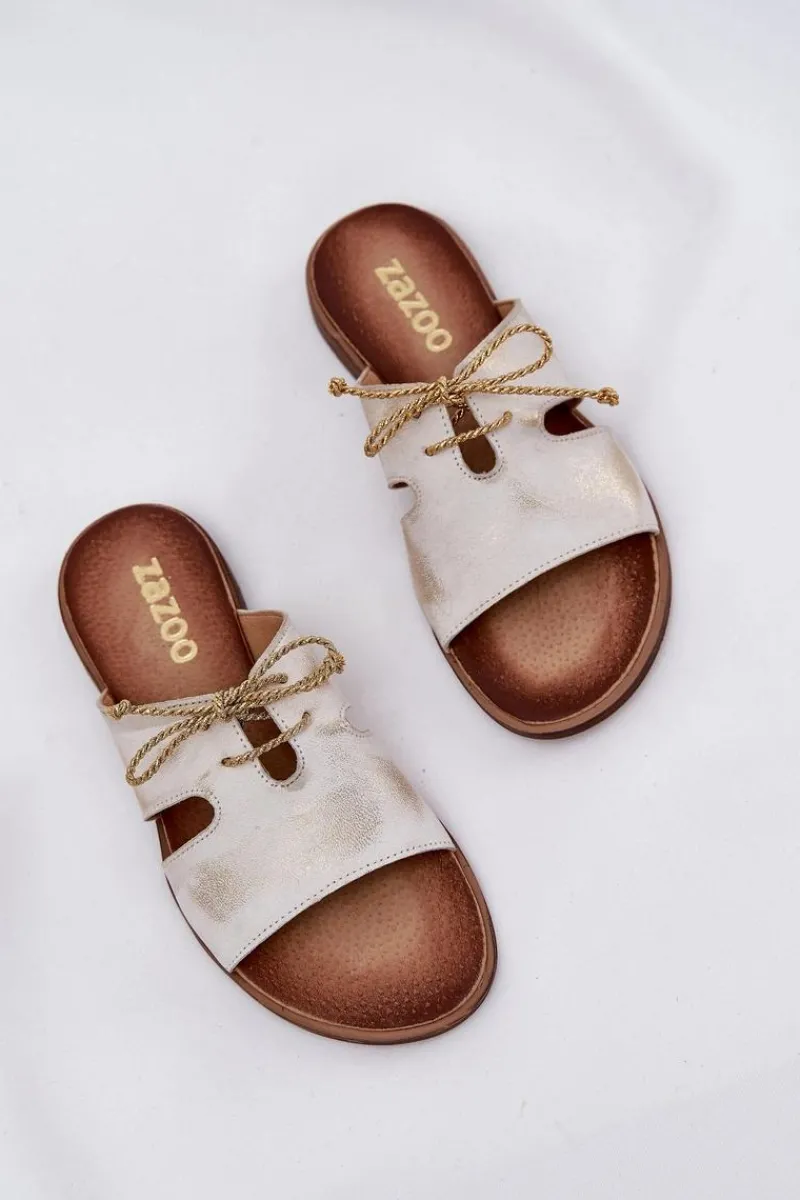 Clearance Skórzane Klapki Damskie Na Płaskim Obcasie 3022 Przecierany Damskie Klapki Damskie Klasyczne