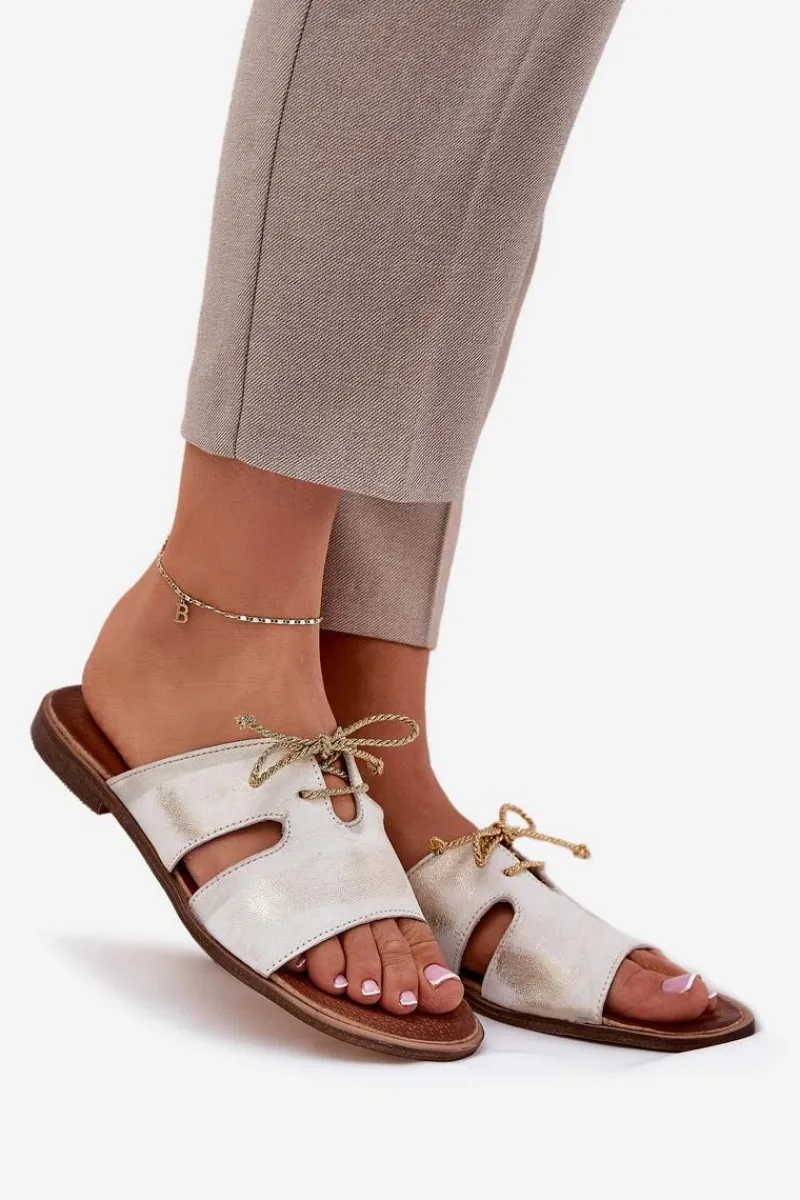 Clearance Skórzane Klapki Damskie Na Płaskim Obcasie 3022 Przecierany Damskie Klapki Damskie Klasyczne