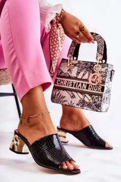 Klapki Na Obcasie|Klapki Damskie Klasyczne><noscript><img width=