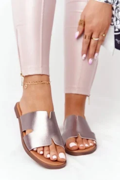 Hot Buty Sergio Leone Skórzane Klapki Sergio Leone SK 063 Srebrne