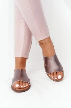 Hot Buty Sergio Leone Skórzane Klapki Sergio Leone SK 063 Srebrne