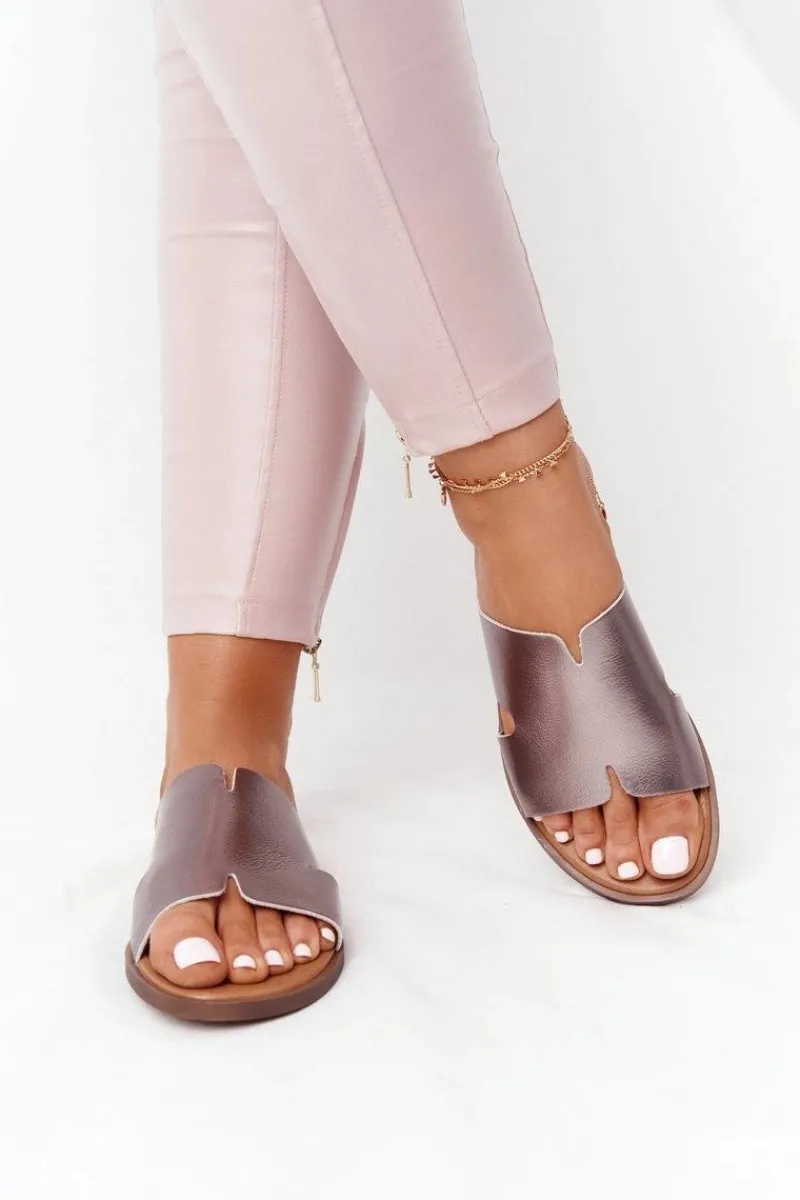 Hot Buty Sergio Leone Skórzane Klapki Sergio Leone SK 063 Srebrne