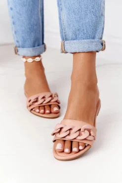 Clearance Skórzane Klapki Z Łańcuchem Camel Step By Step Damskie Klapki Damskie Klasyczne