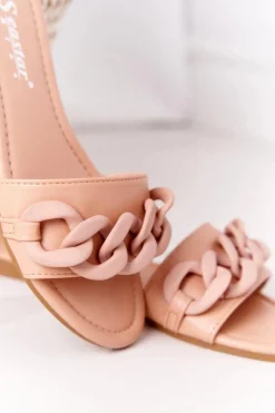 Clearance Skórzane Klapki Z Łańcuchem Camel Step By Step Damskie Klapki Damskie Klasyczne