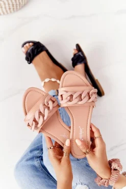 Clearance Skórzane Klapki Z Łańcuchem Camel Step By Step Damskie Klapki Damskie Klasyczne