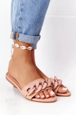 Clearance Skórzane Klapki Z Łańcuchem Camel Step By Step Damskie Klapki Damskie Klasyczne