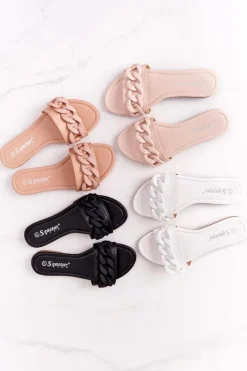 Clearance Skórzane Klapki Z Łańcuchem Camel Step By Step Damskie Klapki Damskie Klasyczne