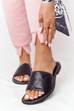 Best Boto Skórzane Klapki Z Pikowaniem Nicole 2650 Czarne