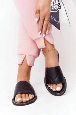 Best Boto Skórzane Klapki Z Pikowaniem Nicole 2650 Czarne