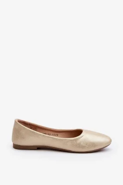 Hot Evento Skórzane Klasyczne Baleriny Złote Stacee Złoty