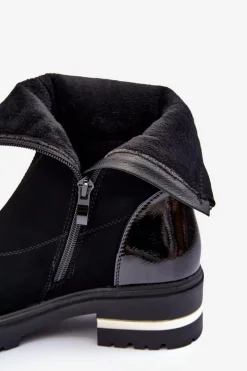 Hot Skórzane Klasyczne Botki Na Płaskim Obcasie Czarne Shendete Damskie Czarne Botki|Botki Płaskie