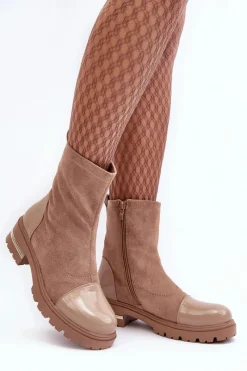 Brązowe I Beżowe Botki|Botki Płaskie><noscript><img width=