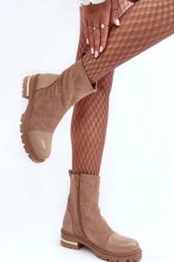 Brązowe I Beżowe Botki|Botki Płaskie><noscript><img width=